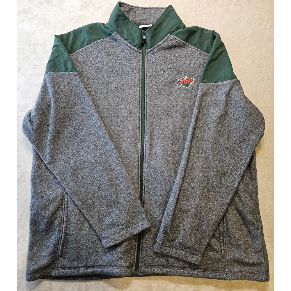 Minnesota Wild‎ Fleece Jacket Men 2XL Gray NHL Full Zip Embroidery